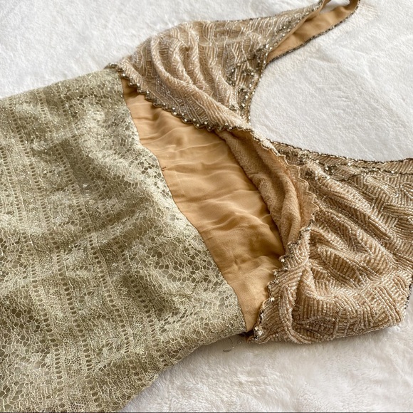 Vintage 1990’s Badgley Mischka Beaded Lace Maxi Formal Gown - Picture 4 of 11